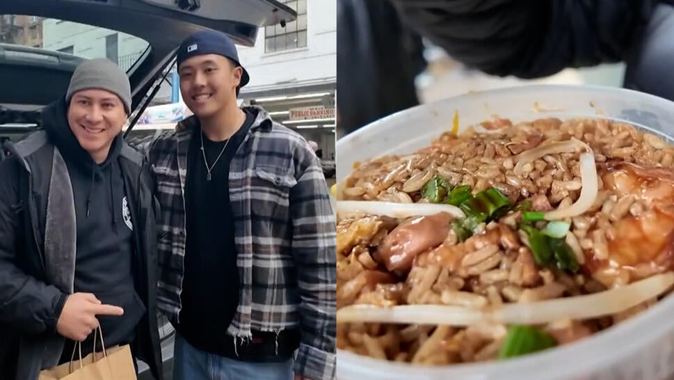 Yony Hung with customer, Hung's fried rice