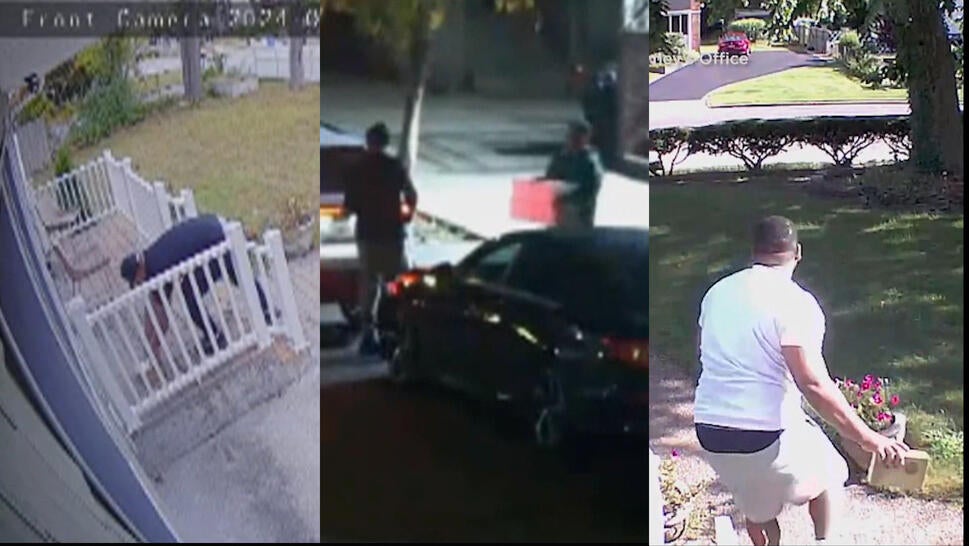Security footage of people stealing packages from residences