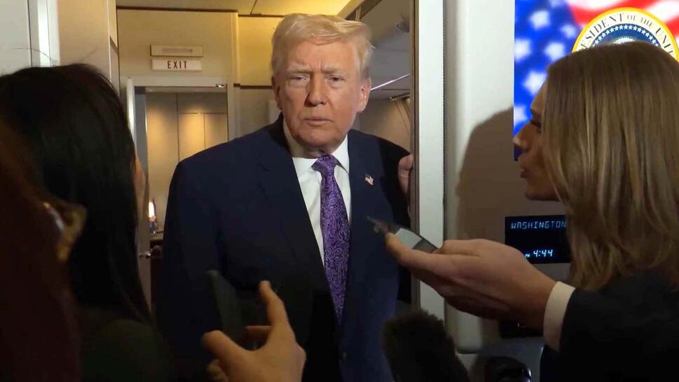 President Donald Trump speaking to reporters