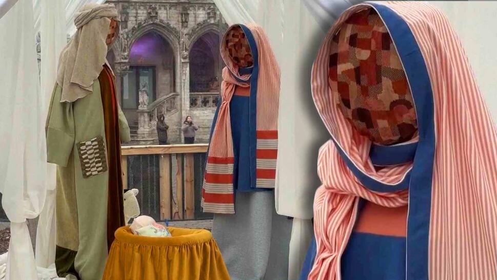 Faceless statues with cloth heads