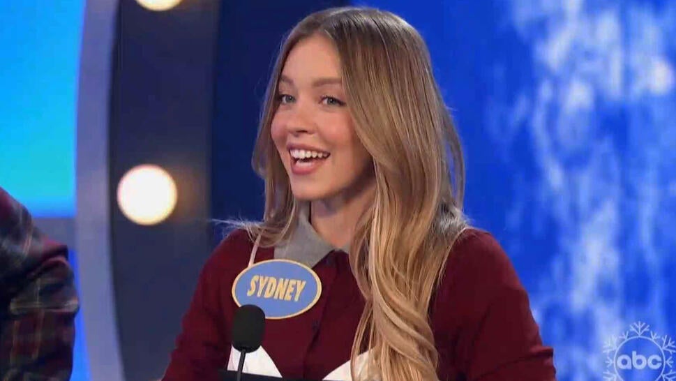 Sydney Sweeney on the set of 'Family Feud' 