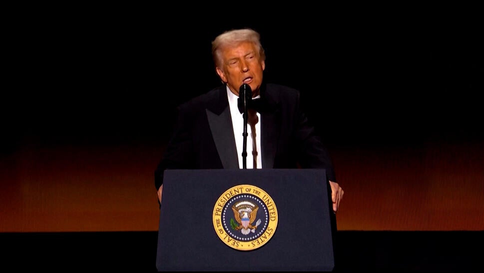 Donald Trump behind podium