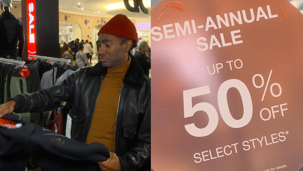 Brian Vines, sign promoting a semi-annual sale
