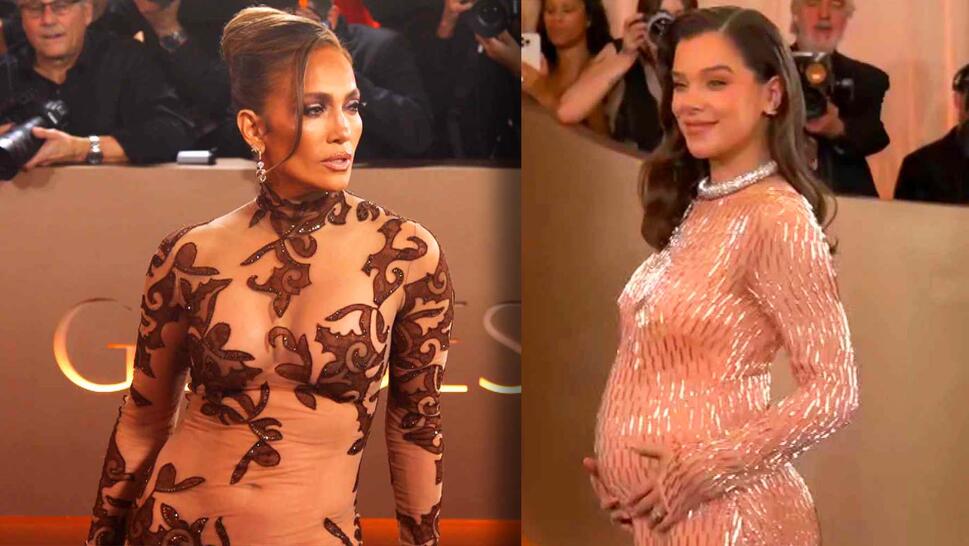 Jennifer Lopez on the golden globe red carpet / Hailee Steinfeld showing off baby bump
