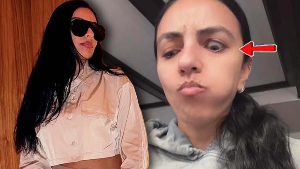 Marion Karawia posing for a photo wearing sunglasses / Screenshot of Marion Karawia's TikTok pointing out her eye moving on its own