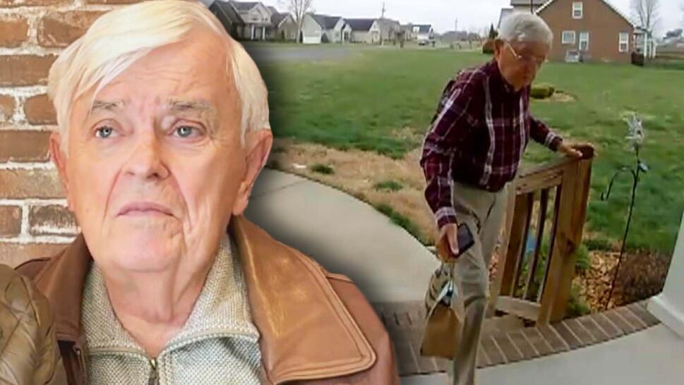 Richard Pulley in an interview / 78-year-old Richard Pulley delivering a DoorDash order