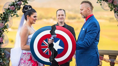 Couple Who Got Engaged at ‘Endgame’ Premiere Has Epic Marvel-Themed Wedding
