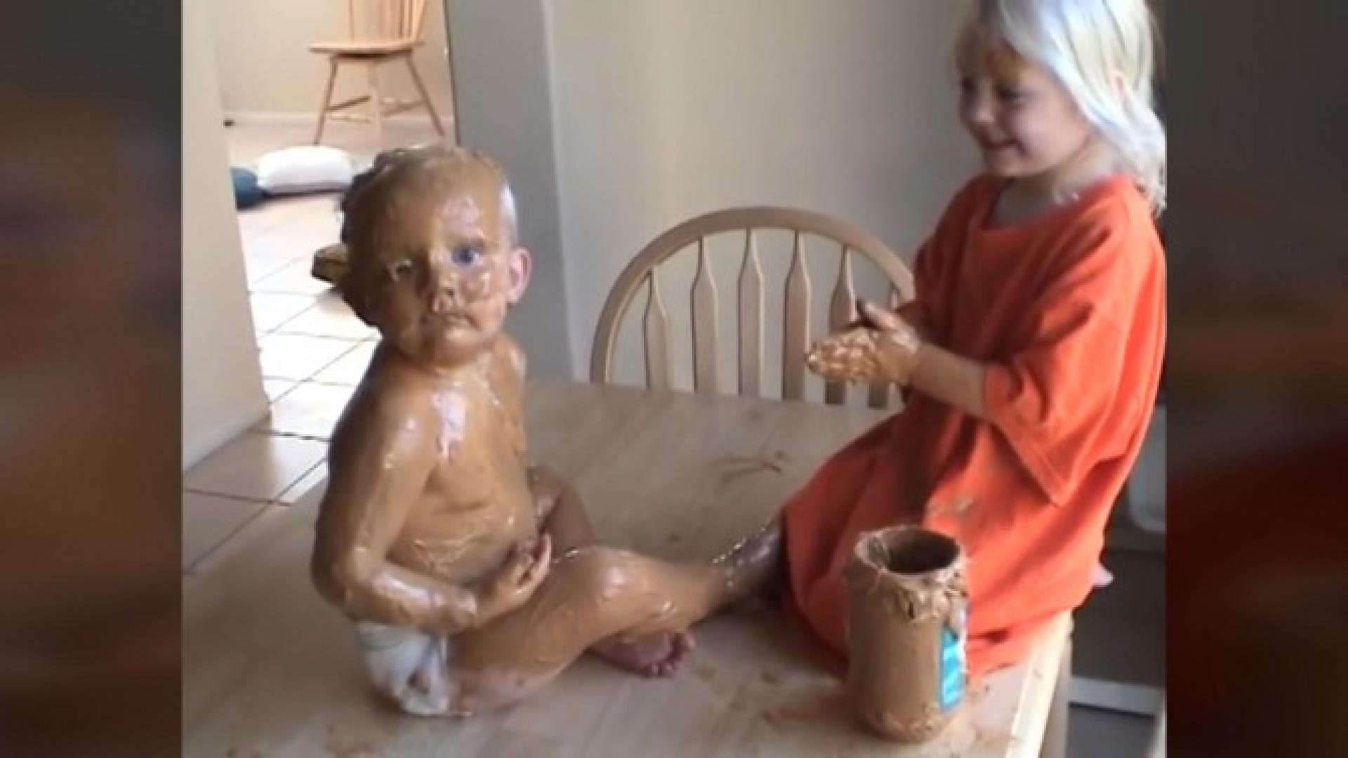 3 Year Old Completely Covers Baby Brother With Peanut Butter Inside Edition
