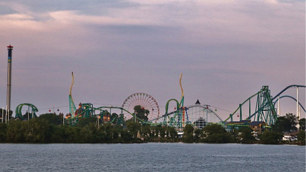 A stock image of the Cedar Pointe Amusement Park, in Sandusky, Ohio.