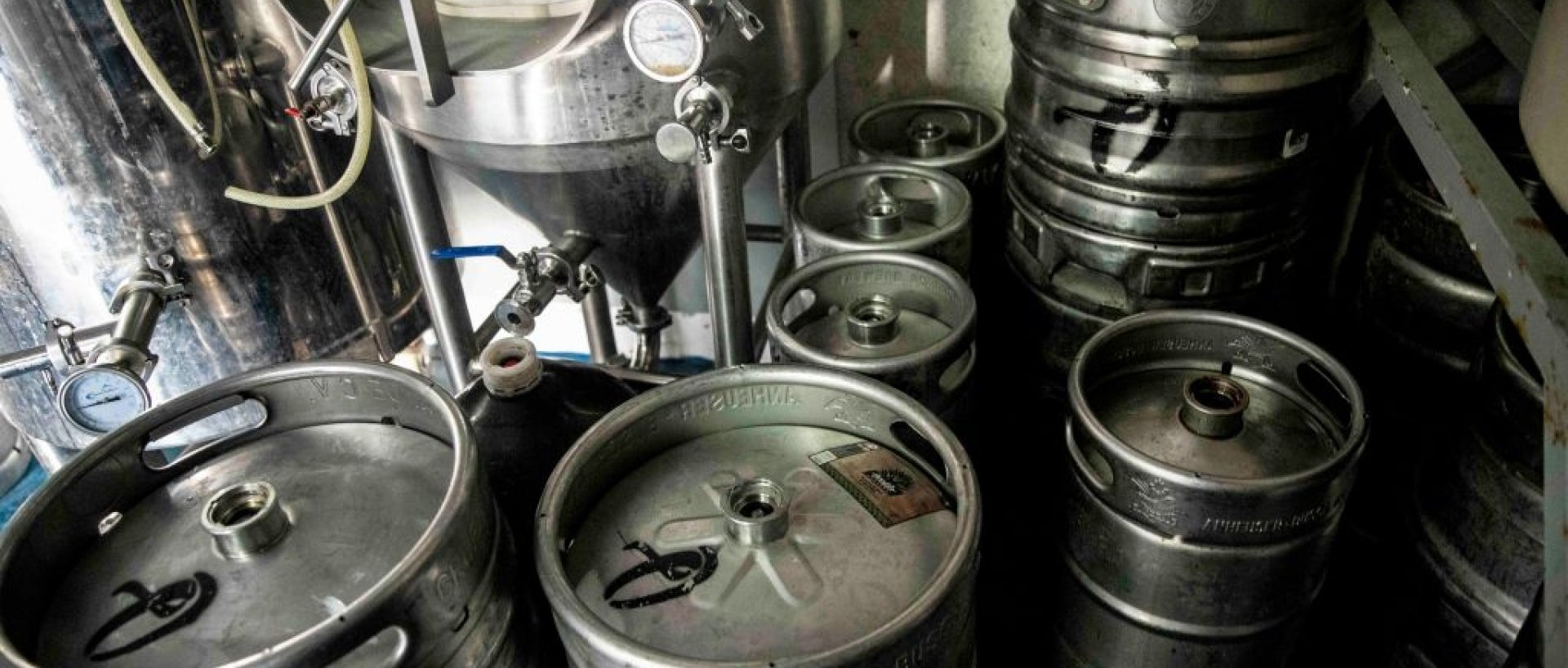 Metal beer kegs