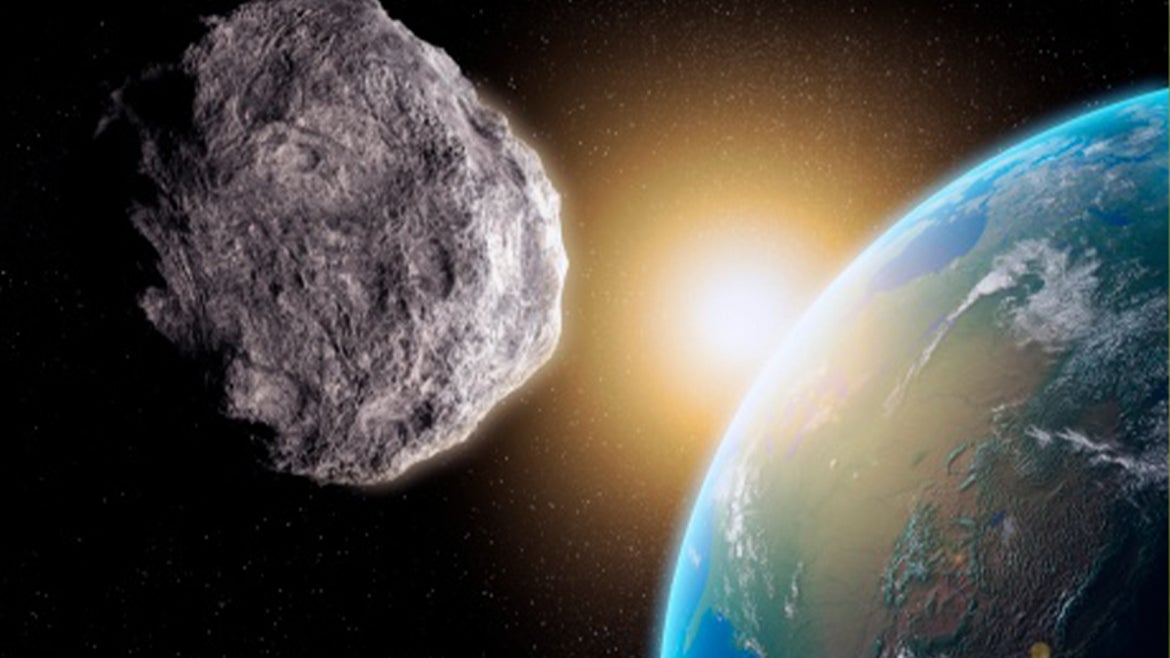 Near-Earth asteroid, computer artwork.