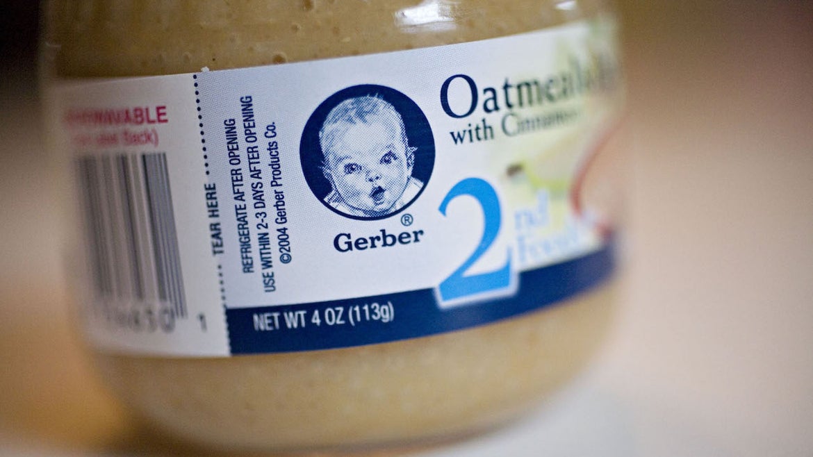12: A jar of Gerber oatmeal baby food is arranged for a photograph in West Orange, New Jersey, Thursday, April 12, 2007