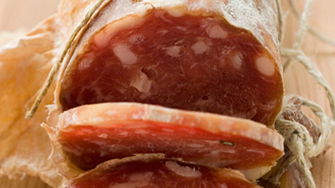 A stock image of Italian-style salami slices
