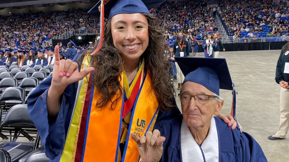 College Graduates: Melissa Salazar, 23 and her grandfather, Rene Neira,88.