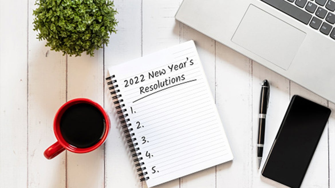 A stock image of 2022 New Year's Resolution list. 