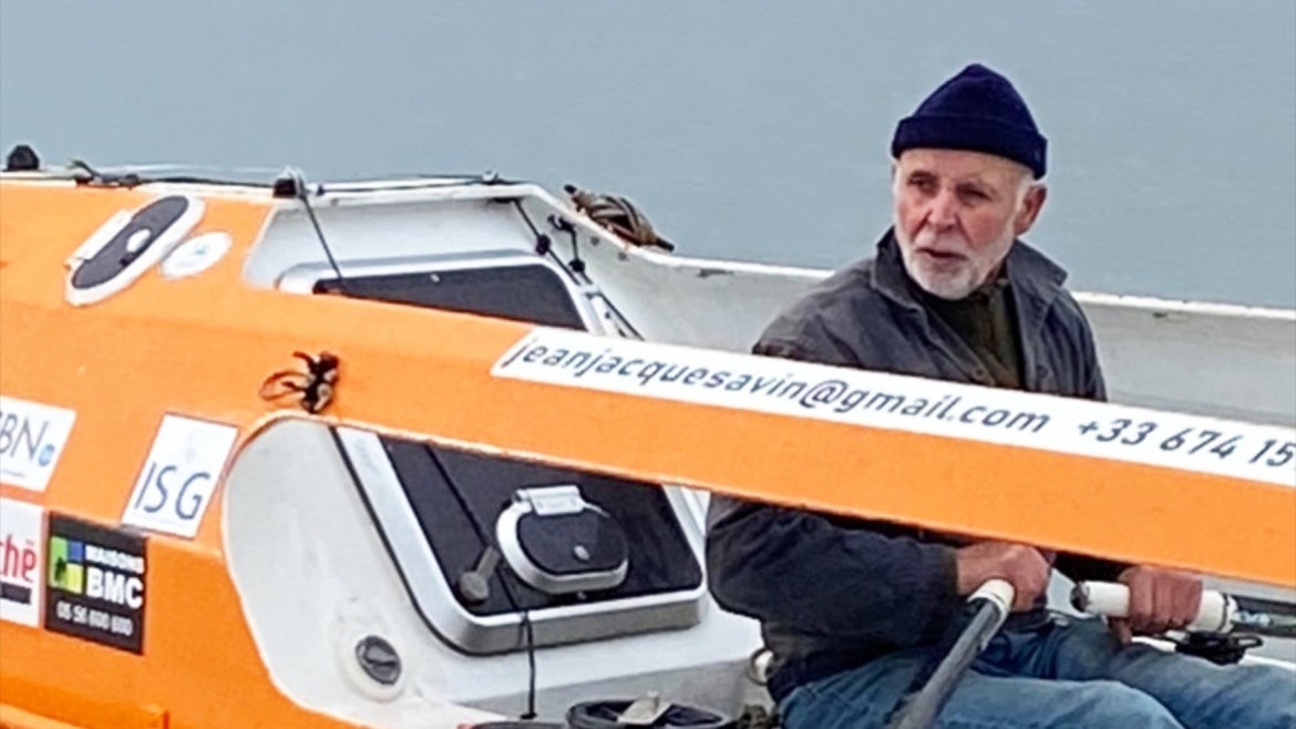 The 75-year-old explorer as photographed on his boat, before he set sail on Jan. 1.
