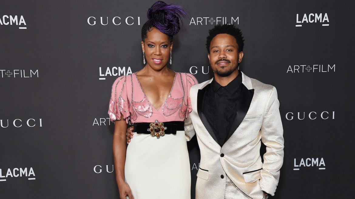 NOVEMBER 02: (L-R) Regina King, wearing Gucci, and Ian Alexander Jr. attend the 2019 LACMA Art + Film Gala Presented By Gucci at LACMA on November 02, 2019 in Los Angeles, California