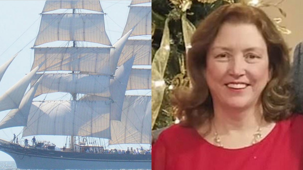 The tall ship, Elissa; victim- Jill Hickman Victor, 58, volunteer on ship's crew 
