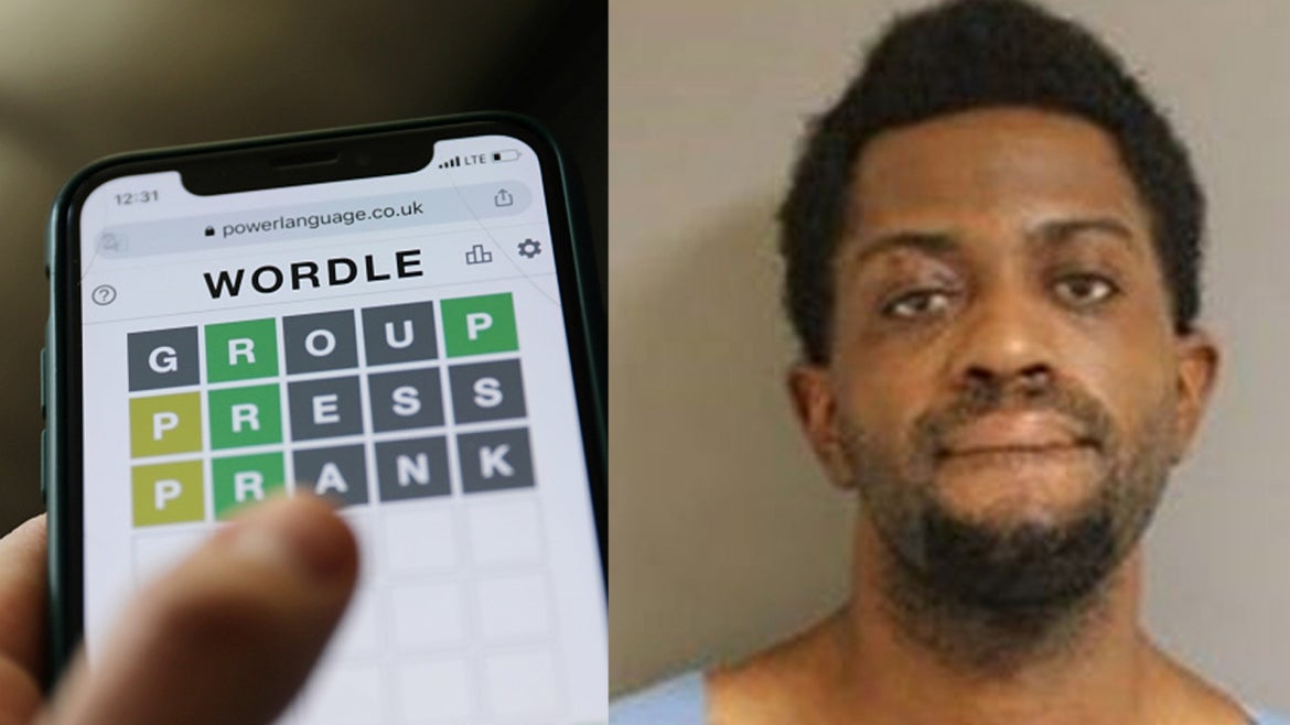 A stock image of popular phone game Wordle; Photo of Suspect, James H. Davis, 32.