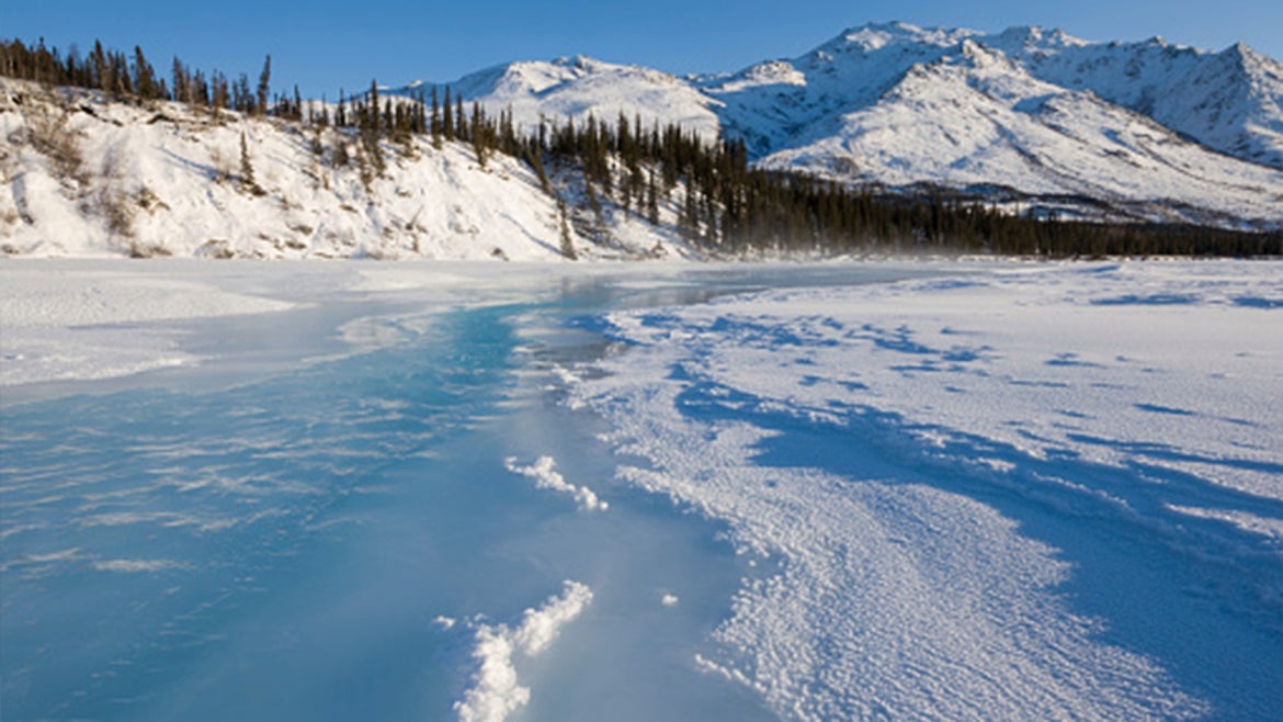 A stock image of one of the many ice-covered rivers in Alaska. 