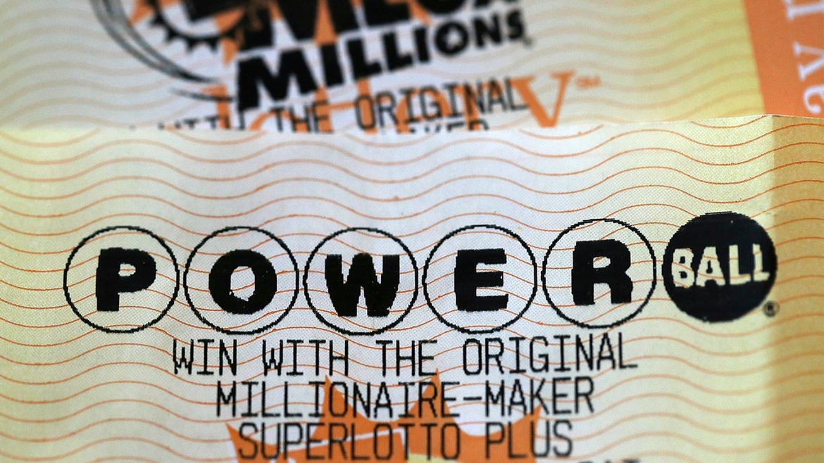 Close up of Powerball logo on a Powerball lottery ticket