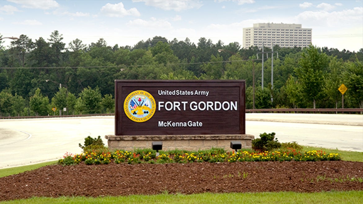 Sign reading "United States Amery Fort Gordon"